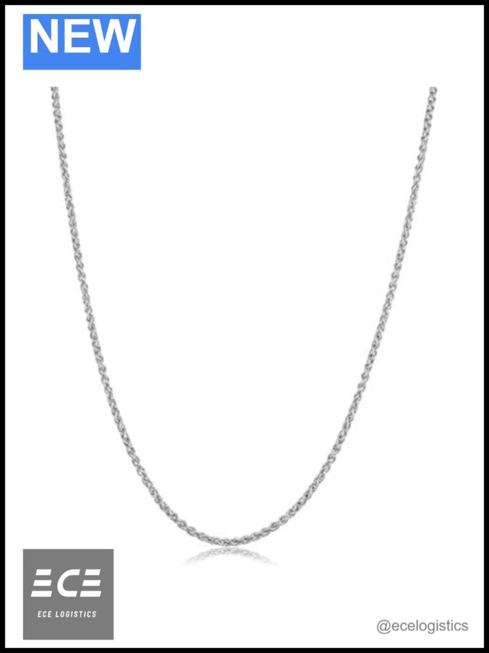 14k White Gold 1.8mm Round Wheat Chain Necklace 20 Inch Lobster Clasp